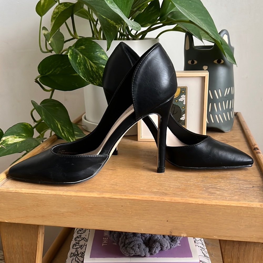 Catherine Malandrino d’orsay black vegan leather heels